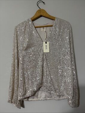 Sequin Wrap Skirt in Silver by Good Hart